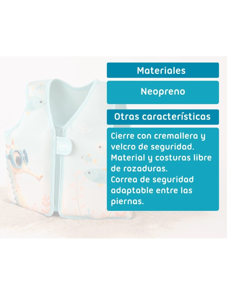 Este chaleco de flotación de Kiokids es perfecto para los pequeños aventureros que están dando sus primeros pasos en el mundo de