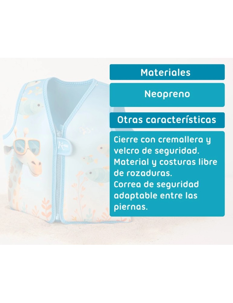 Este chaleco de flotación de Kiokids es perfecto para los pequeños aventureros que están dando sus primeros pasos en el mundo de