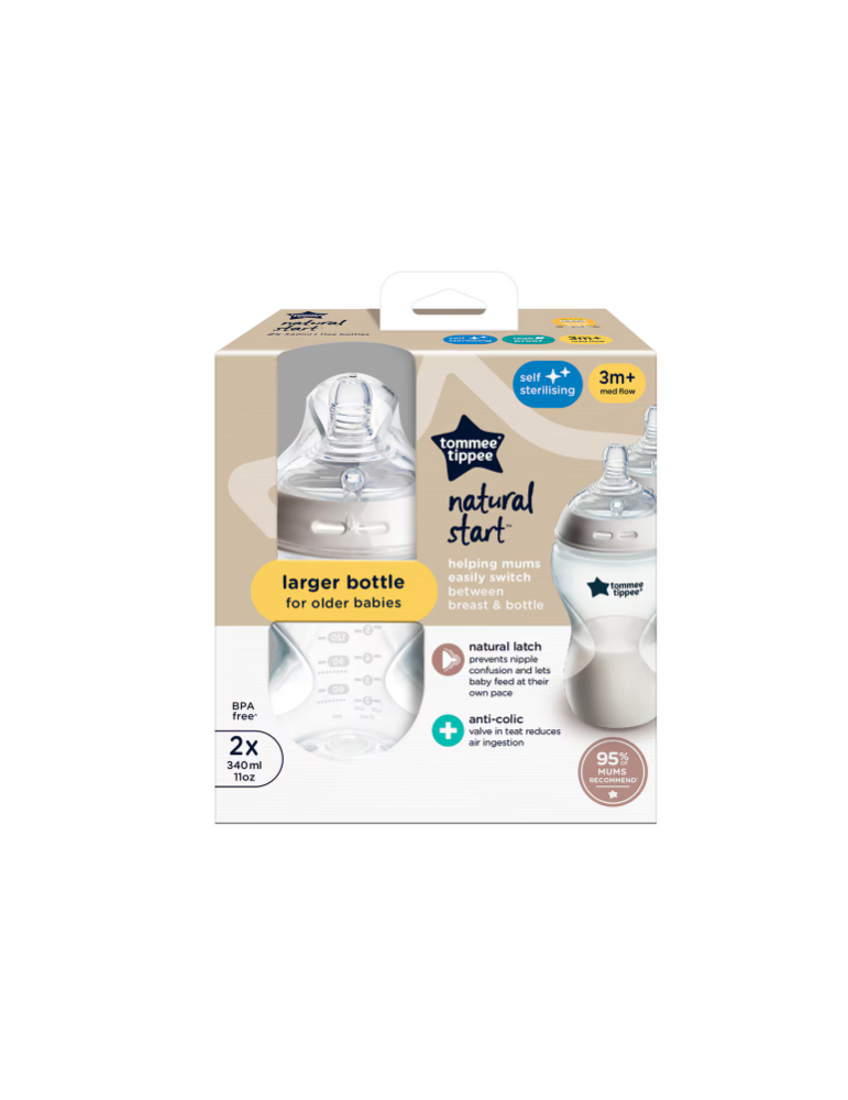 Biberones Natural Start 340ml, Pack 2ud Carapillo Bebé