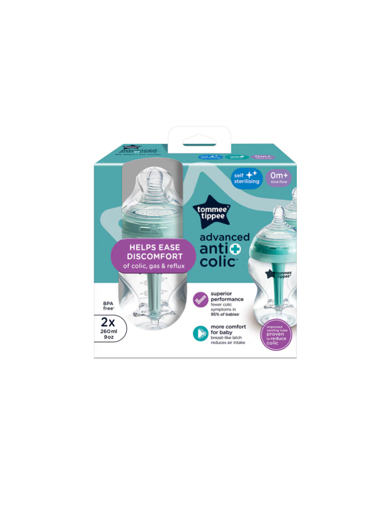 Biberón Advanced Anti Colic Flujo Lento 260ml, Pack 2ud | Carapillo Bebé