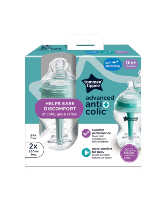 Biberón Advanced Anti Colic Flujo Lento 260ml, Pack 2ud | Carapillo Bebé