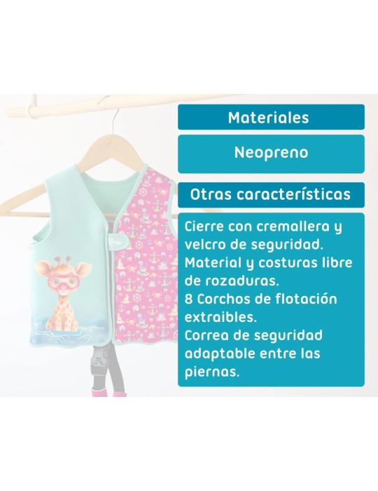 Chaleco Neopreno de Flotación Animales Fucsia