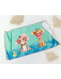 Toalla Playa Microfibra Turquesa con Animales