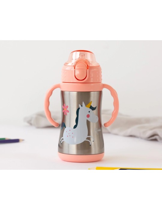 Botella Unicornio Rosa 280ml Acero Inoxidable