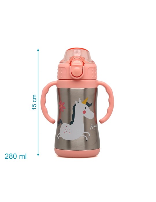 Botella Unicornio Rosa 280ml Acero Inoxidable