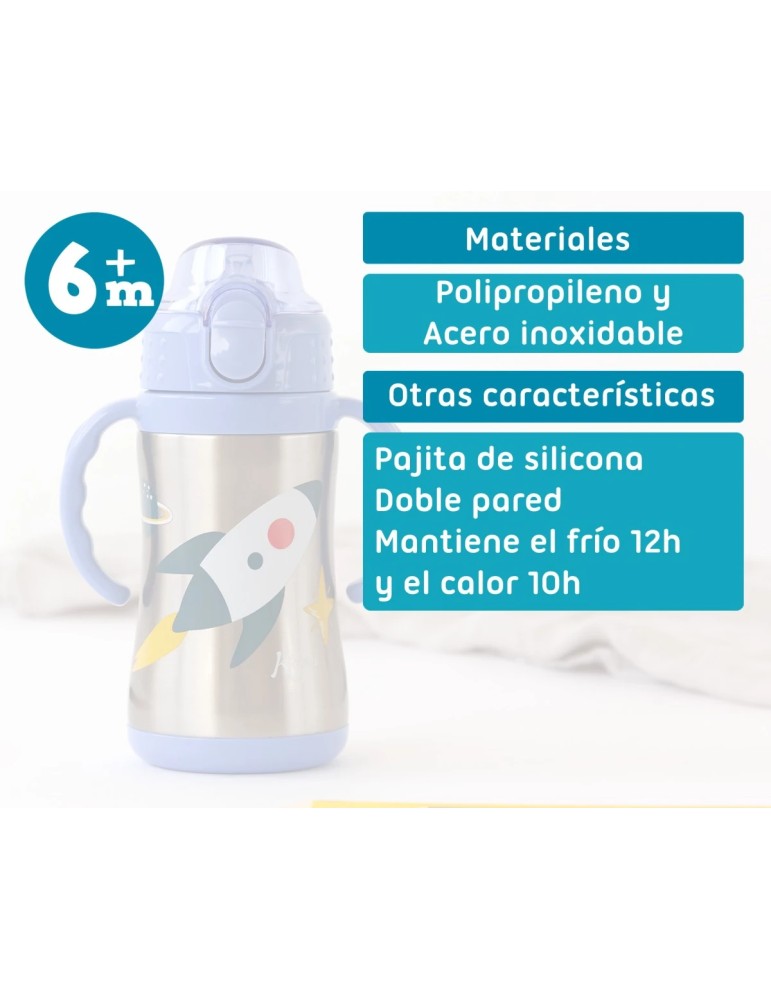 Botella Cohete Azul 280ml Acero Inoxidable