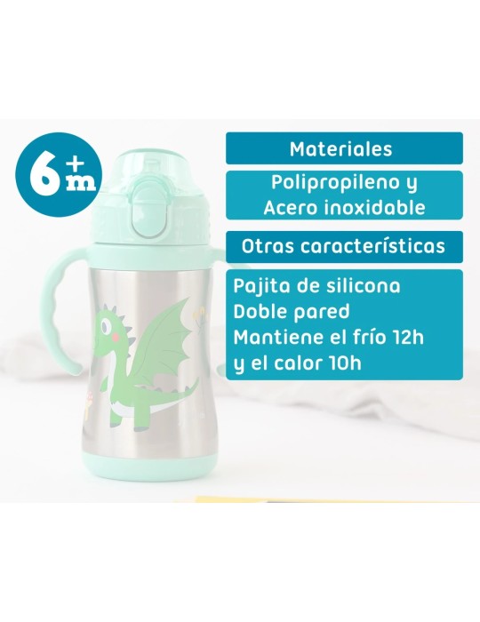 Botella Dragón Verde 280ml Acero Inoxidable