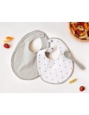 Set Gris de Dos Baberos y Cuchara