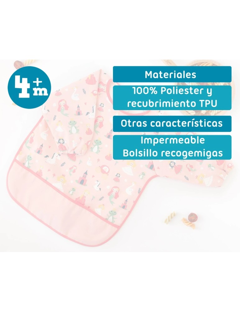 Babero Impermeable con Mangas Rosa