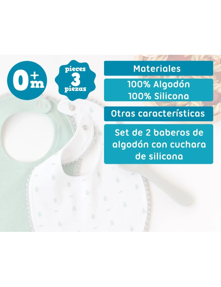 Set Salvia de Dos Baberos y Cuchara