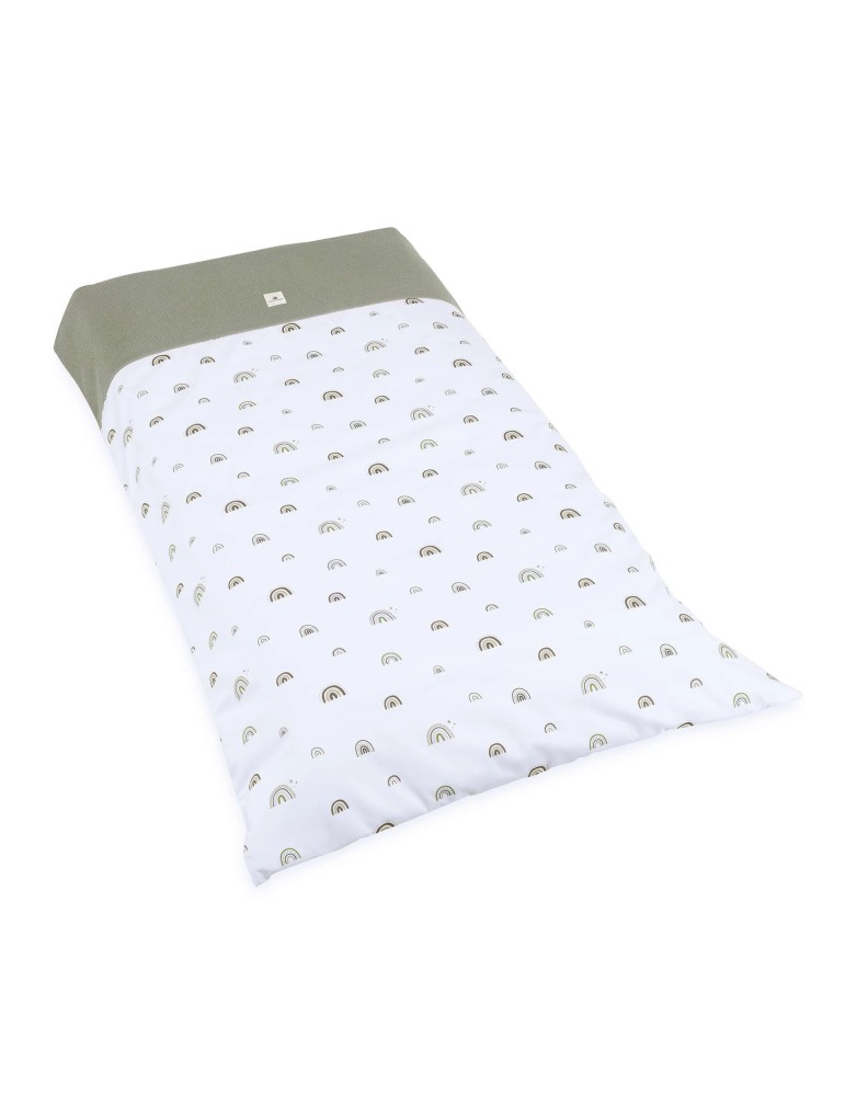 Nórdico Cuna Arcoíris Verde Oliva+Protector