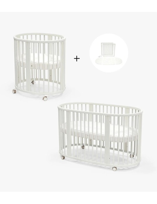 Pack Completo Sleepi Minicuna + Extensión de Cuna + Colchones + Sábanas Bajeras