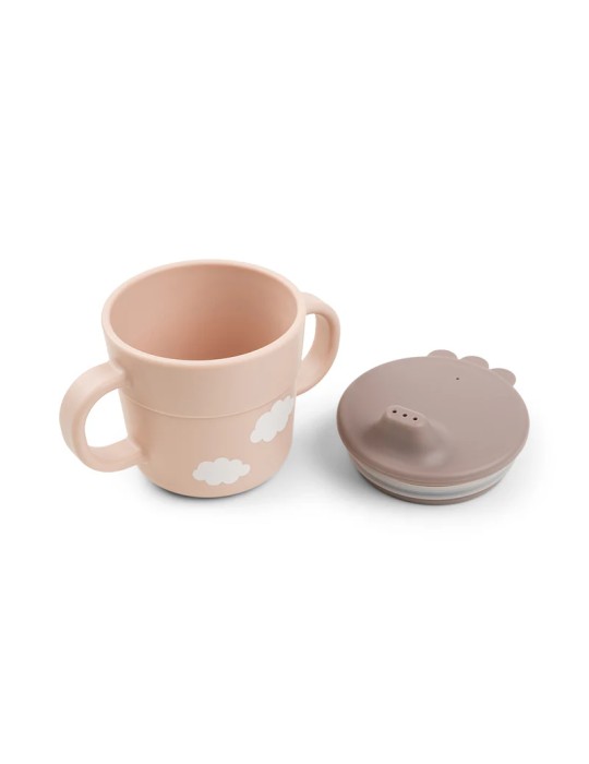 Vajilla First Meal con Ventosa Happy Clouds Rosa