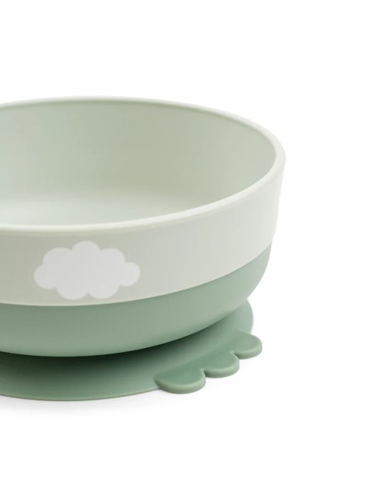 Vajilla First Meal con Ventosa Happy Clouds Verde