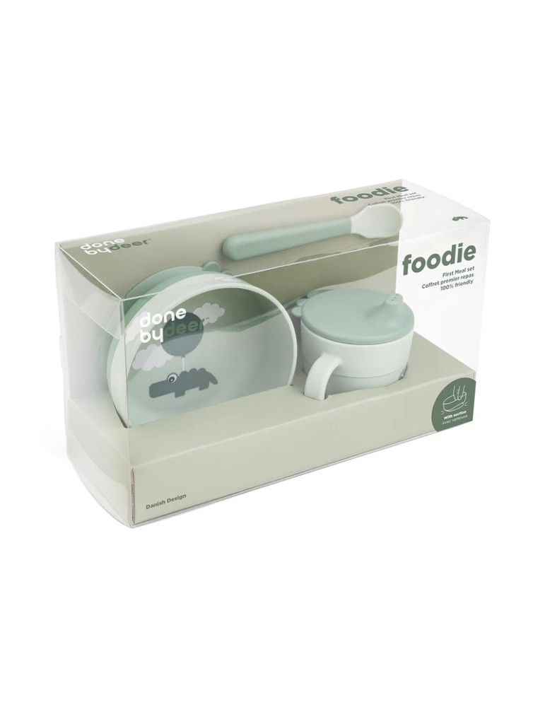 Vajilla First Meal con Ventosa Happy Clouds Verde