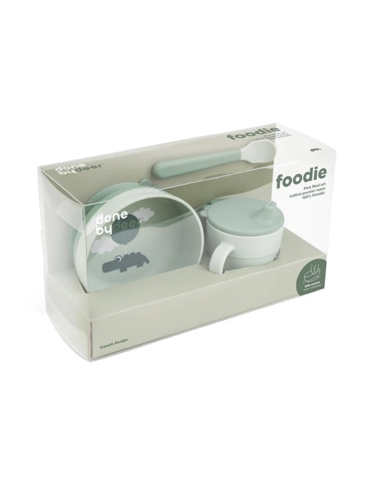 Vajilla First Meal con Ventosa Happy Clouds Verde