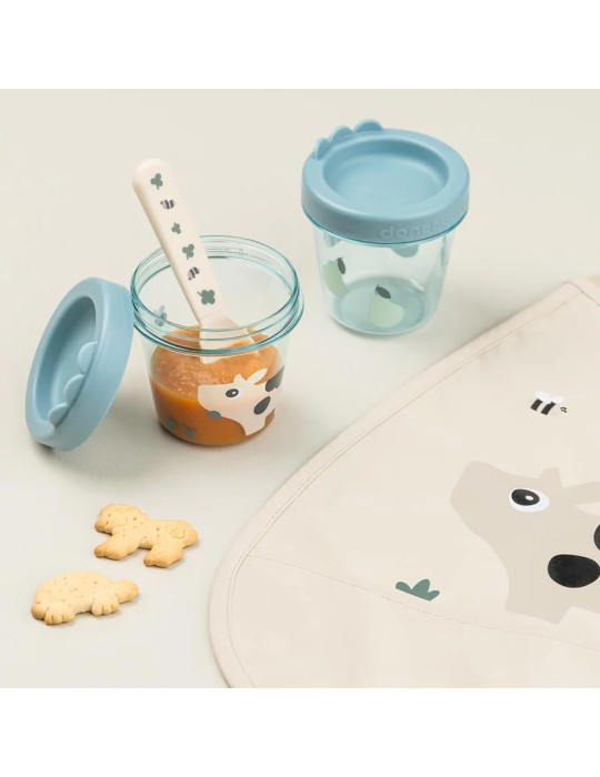 Contenedor Porta Alimentos 2 Pack Tiny Farm Azul